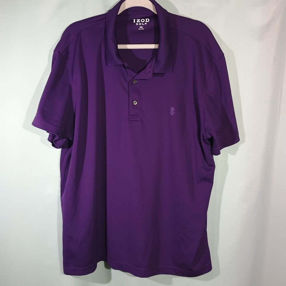 IZOD Golf Purple Polo Shirt Short Sleeve Collared Casual Classic Top